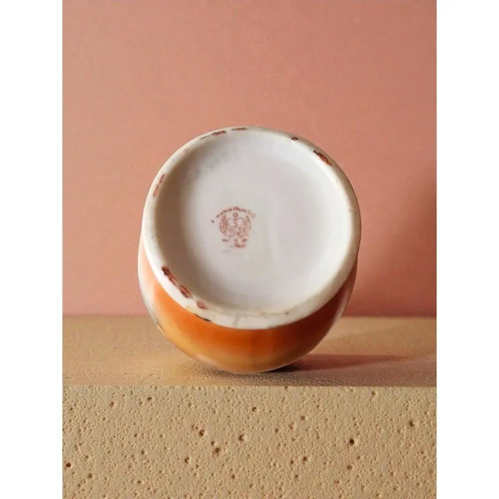 Vintage Japanese Lusterware Creamer Pitcher Art Deco Orange Windmill Scenic 1930